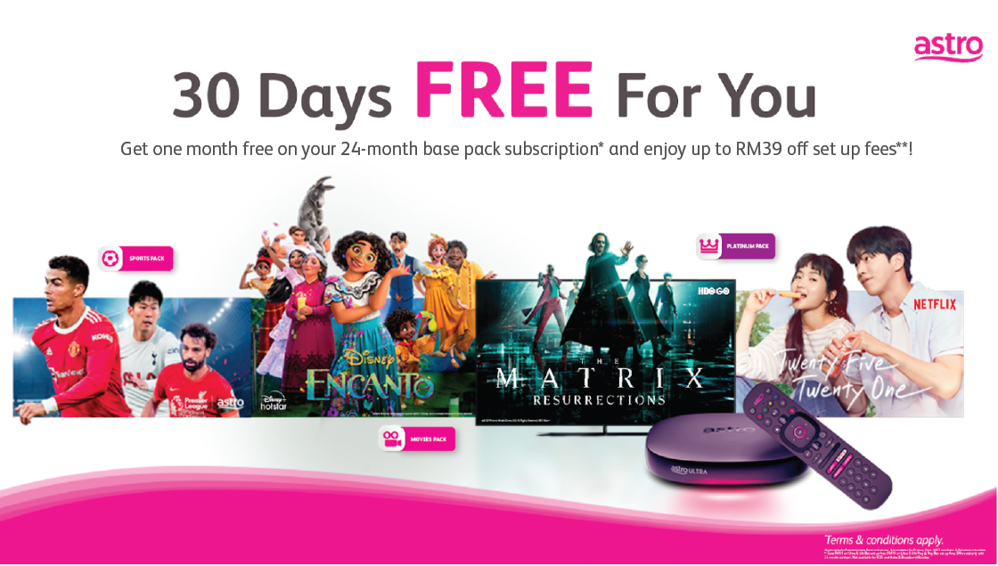 Amazing Deal from Astro with 30 DAYS FREE on Selected Packs!