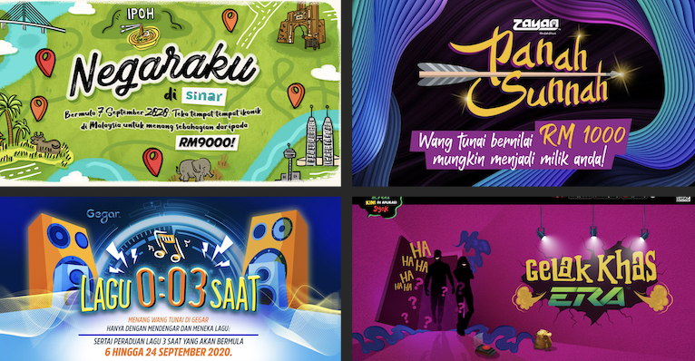 Semua berpeluang memenangi hadiah wang tunai dengan  ERA, SINAR, GEGAR dan ZAYAN